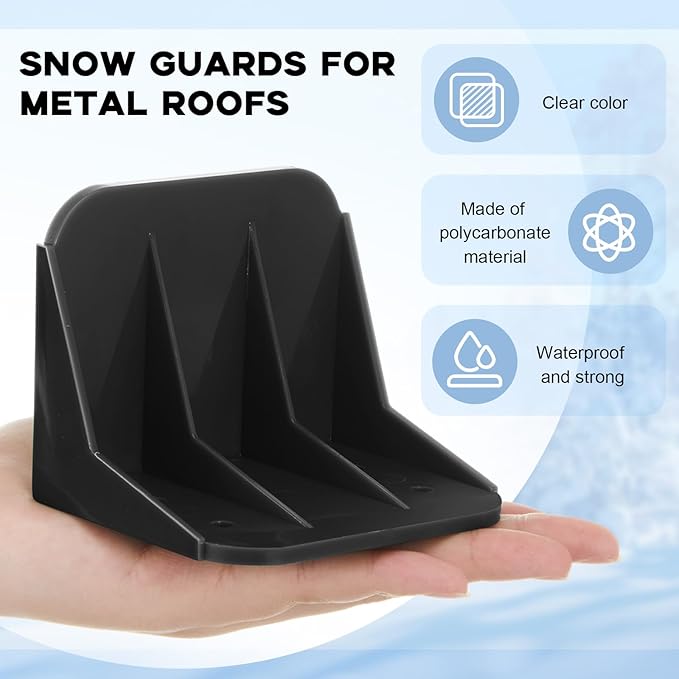 Taiyin 25 Pack Large Snow Guards for Metal Roofs 4 x 3 x 3 Inch Jumbo Ice Guard Snow Stops for Prevent Sliding, Without Screws or Adhesive (Black)