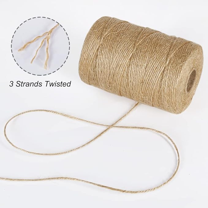 Tenn Well Natural Jute Twine, 500 Feet Long Brown Twine String Rope for Crafts, Gift Wrapping, Gardening, Bouquets, Holiday Decorations