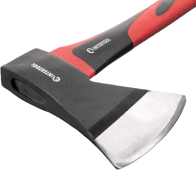 INTERTOOL Chopping Axe and Hatchet Bundle Set - 36-Inch Full Size Axe and 15-Inch Lightweight Camp Hatchet Combo HT-0264-0262