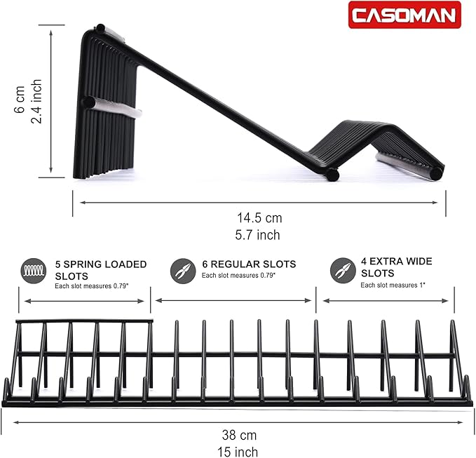 CASOMAN Plier Organizer Rack, 2 Pack, Pliers Cutters Organizer, Stores Spring Loaded, Black & Red, 29-Slot Plier Rack, Keep Pliers Organized in Tool Drawer