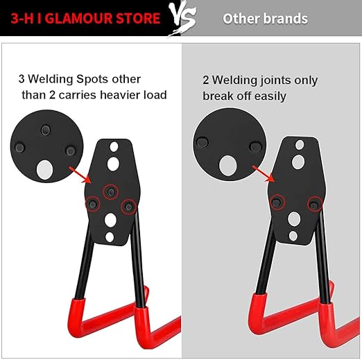 3-H Garage Wall Hooks 10 Pack, Heavy Duty Garage Hooks with Extra Welding Spots, Wall Mount Storage Organizer for Hanging Garden Lawn Tools, Chair, Shovel, Blower, Toolkit (Red)