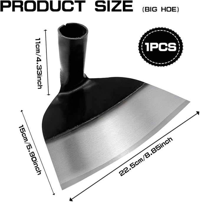 Hand Hoe Head Replacement - Round Eye Hoe for Gardening, Digging, Weeding, and Loosening Soil Handheld Grub Hoe Head for Agriculture(23.5cm Size )