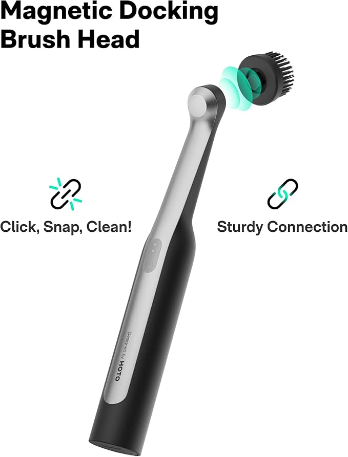 HOTO Wand™ Cordless Spin Scrubber, Electric Rechargeble Grout Cleaning Brush, IPX7 Waterproof Bathroom Scrubber, 12 Replaceable Brush Heads Version Power Scrubber for Grout, Tiles, Corners, Crevices