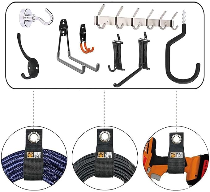 15PCS Heavy Duty Storage Straps - Garage Organization Tool Organizers and Fastening Straps - Cord Wrap Keeper, Cable Straps for Cords, Hoses, Rope, RV, Boat, and Garage Storage