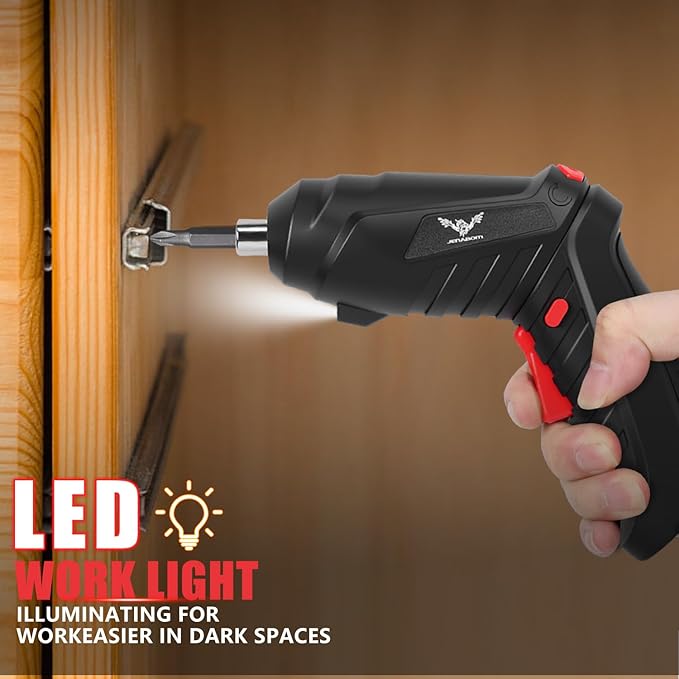 28 in 1 Electric Screwdriver Cordless Rechargeable Small Power Drill Set 3.6V Li-ion 3.5Nm Max Torque Electric Rotatable with LED Light Screwdriver for Home Office DIY Tools (Black)