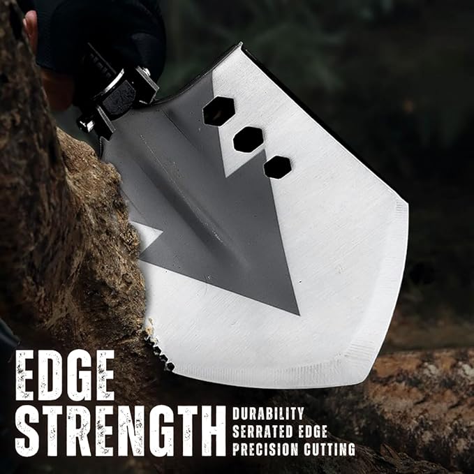 Shovel 13 in 1 Multi-Tool with a Wire Cutter, Wood Cut, Wood Saw, Screwdriver, Fire Starter, and Other Great Features (Charcoal Grey)