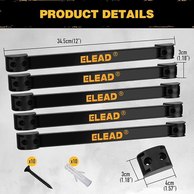 ELEAD Magnetic Storage Organizer Tool Holder - 6-Piece Wall Mount Rack Garage Organization Power Magnet Hanger Workbench Board Slatwall Van Organizers Mounted Hanging Strip