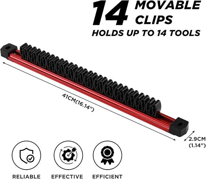 Mayouko Magnetic Screwdriver Wrench Organizer, Aluminum Rail Magnetic Tool Holder, Hand Tool Holder, Toolbox Accessories, Fits Up to 14 Screwdrivers/Wrenches (Tools not Included)