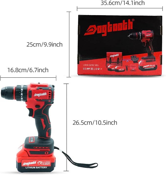 DOGTOOTH 21V MAX Cordless Drill Driver Kit with 2 * Batteries and Charger, Compatible with Makita 18V Battery Build-in LED, Variable Speed Trigger, 0-1500 RPM, Brushless Motor, Bits, Carry bag