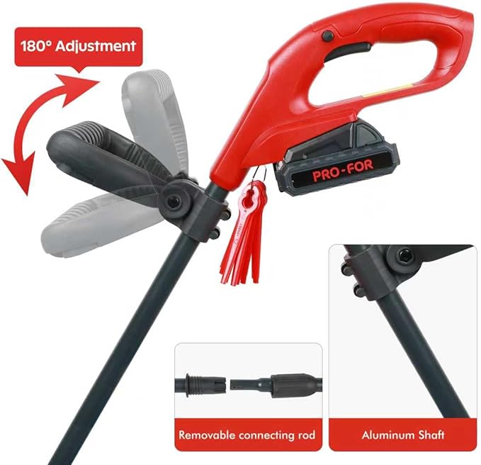 20V Cordless Weed Wacker with 9-Inch Blade, 2.0Ah Battery Powered Grass Trimmer and Lawn Edger, Light Weight Electric Brush Cutter with 12 PCS Replacement Blades for Yard and Garden