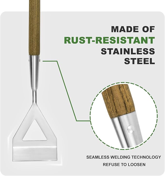 Haliaeetus Women's Dutch Hoe, 51'' Long Handle Dutch Hoe Weeder for Standing to Remove Weeds, Stainless Steel Push Pull Weeder for Weeding in Between Seedlings, Removal of Moss and Soil Loosening