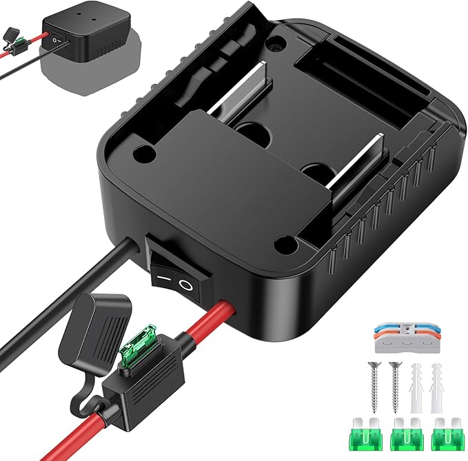 Battery Adapter for Power Wheel Adapter Compatible with Makita 18V Battery, Power Conversion Kit for DIY RC Toy Cars, Power Tool, Battery Connector with Switch & Fuse, 12AWG Wire, Wire Terminal