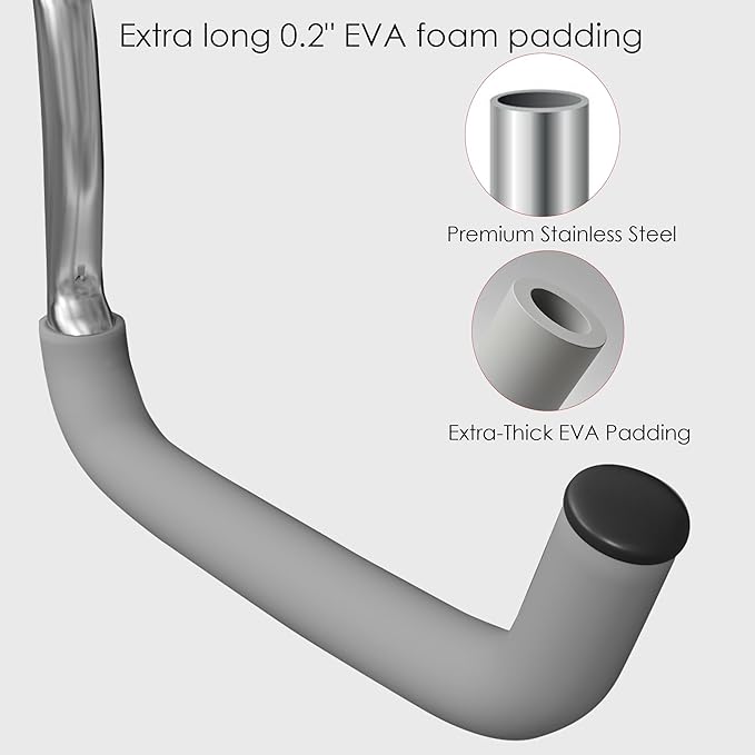 6 Pack Garage Hooks Heavy Duty, 15" 100LB Stainless Steel Wall Mount Kayak Storage Rack with EVA Pads for Hanging Indoor/Outdoor, Garage Storage Organizer for Hang Ladders Folding Chair Bike