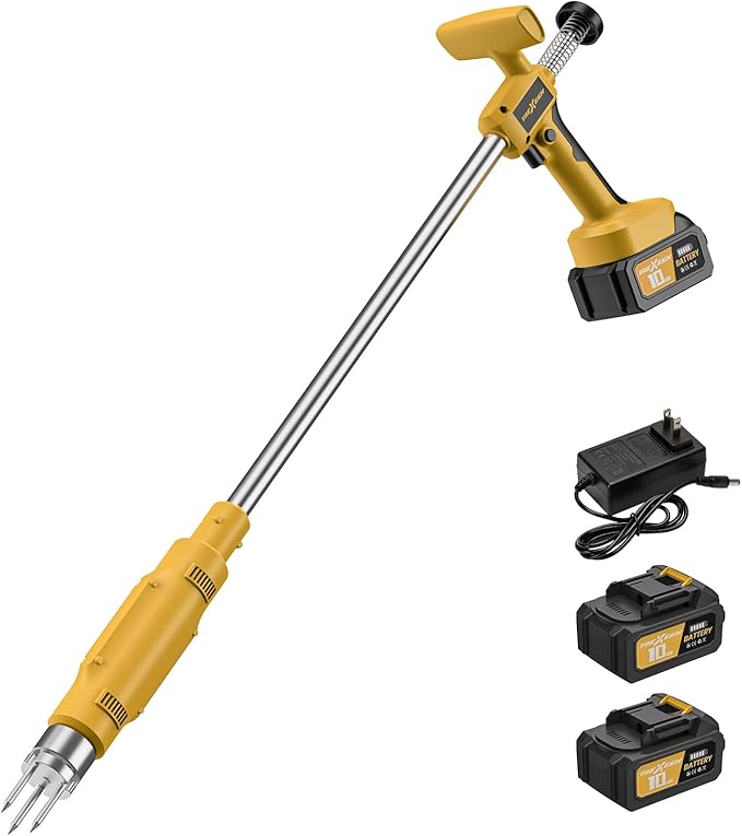 Weed Puller Tool,Electric Stand Up Weed Puller Tool, 21V Battery Powered w/ 2pcs 3000mAh,Heavy Duty 3-Claw Steel Root Weeder,for Dandelion Lawn Garden Yard