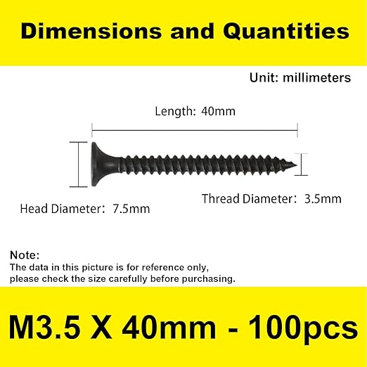 #6 x 1-5/8'' Outdoor Wood Screws, Phillips Flat Head Long Screws, Self-Tapping Countersunk Screws, Quick Self-Tapping Deck Screw for Various Woodworking Repairs and DIY Projects (100 pcs)