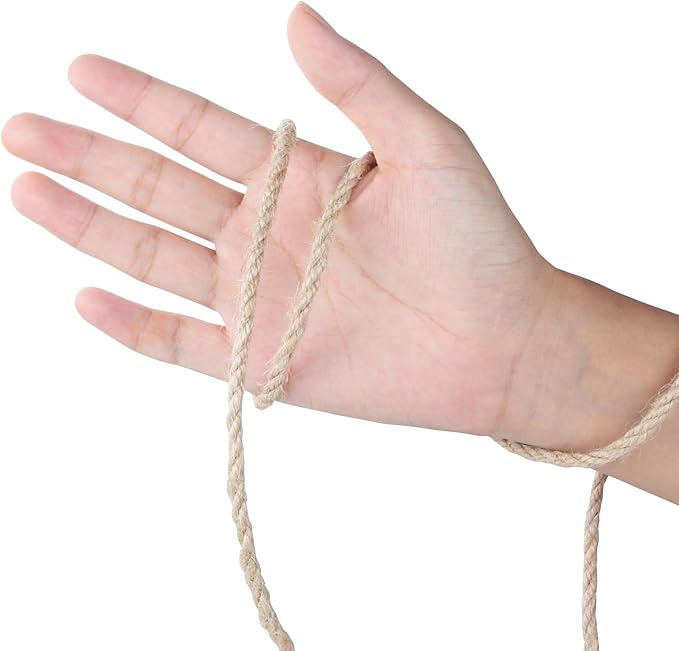 Natural Jute Rope 3mm x109 Yard 3 Strand, ZUEXT Handmade Jute Twine String,Burlap Hemp Rope for Artworks Gardening Bundling Camping DIY Crafting Knitting Plant Hanger Gift Wrapping Decor(100m)