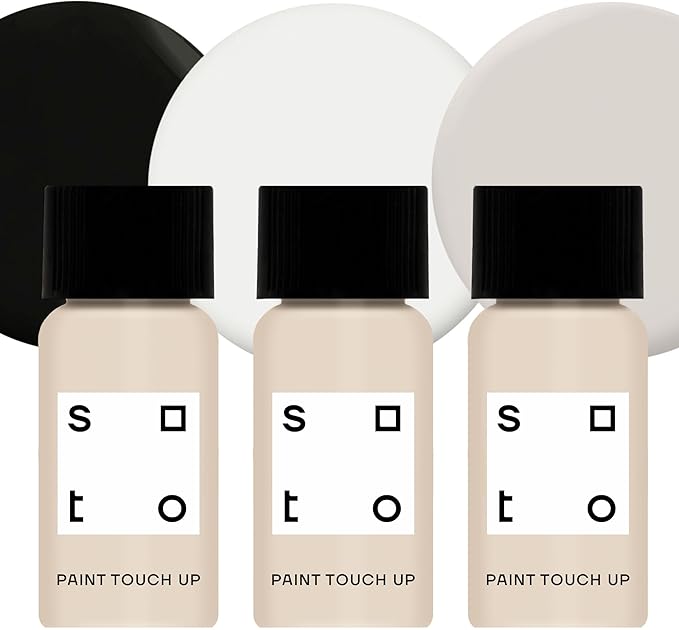 soto Paint Touch Up, Set of 3, 10mL Multi-Surface, Matte Finish (Greys & Black) - Grey + Black Scratch Repair for Furniture, Walls, Cabinets, Trim, Doors, Indoor/Outdoor