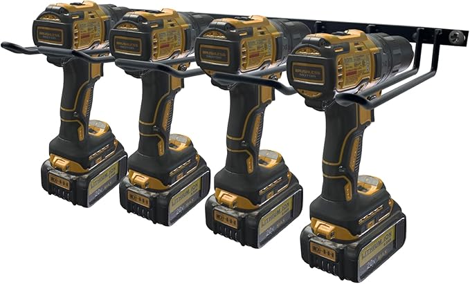 Drill Holder, Power Tool Organizer, Wall Mount 4 Cordless Metal Shelf Holder, Utility Storage Rack for Dewalt Cordless Tools for father day gifts