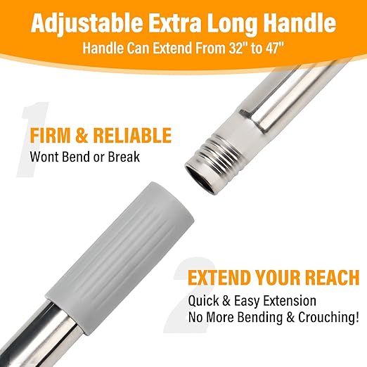 Long Handled Scrub Brush for Shower, 4 in 1 Tile Shower Cleaner Brush with Adjustable Long Handle Floor Scrub Brush for Cleaning Bathroom/Shower/Tub/Tile/Kitchen/Glass/Wall