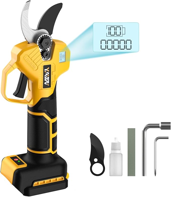 Brushless Electric Pruning Shears for DeWalt 20V Battery, Portable Cordless Pruning Shears with LCD Display&SK5 Blades, Adjustable Cutting Diameter 0.8-1.2 Inch for Gardening Tree Pruning(NO Battery)