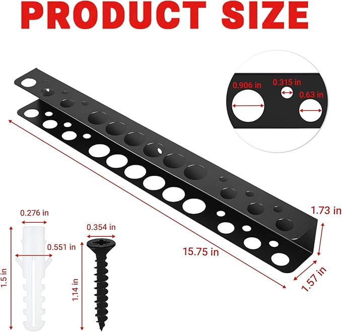 Screwdriver Plier Organizer Heavy Duty Wall Mount Tool Storage Rack Screwdriver Organizer Hand Tool Hammer Pliers Storage Rack For Garage Workshop Homes Workshops Sheds,15.75 Inch