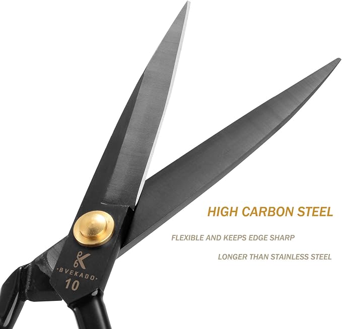 Sewing Scissors, 10 Inch Fabric Dressmaking Scissors Upholstery Office Shears for Tailors Dressmakers, Best for Cutting Fabric Leather Paper Raw Materials Heavy Duty High Carbon Steel(Right-Handed)
