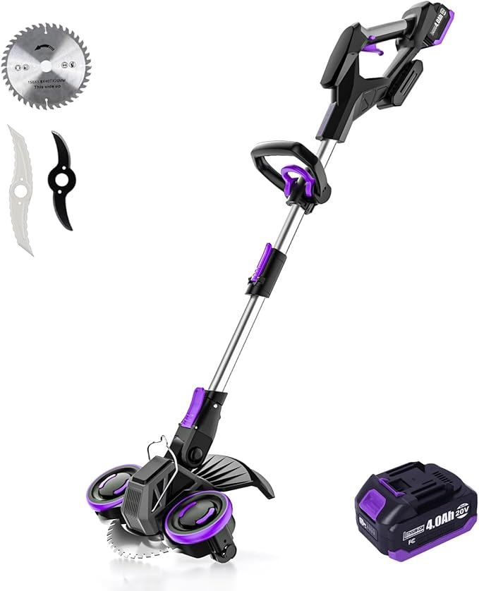 Weed Wacker Cordless, GearBrushless™, 3-in-1 Edger/Mower/Trimmer with Blade, 20V Battery Powered, 60 Min Runtime (WhackPro 4820XG)