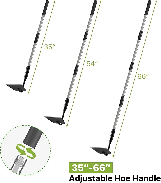 Draw Hoe Garden Tool, Heavy Duty Garden Hoes for Weeding Long Handle, Easy Stand Up Scraping Weeder Tool for Garden, 5.5 FT Adjustable Weed Hoe with 6-inch Wide Welded Blade