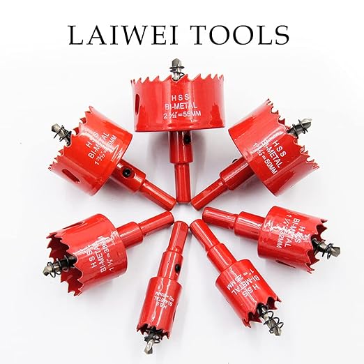 Hole Saw Kit - 7PCS Power Drill Tool Set for Wood, PVC, Aluminium, Drywall (20-55mm)
