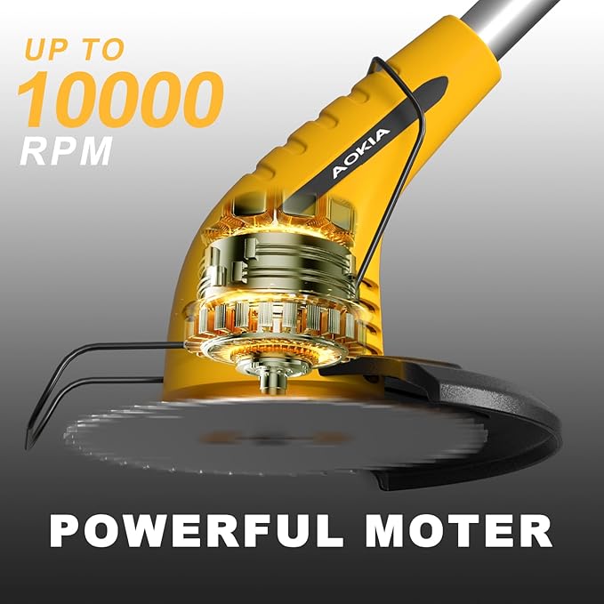 Weed Wacker Cordless,2000mah Battery Operated Weed Trimmer 3 Types Cutting Blade Lightweight Electric Grass Cutter,Fast Charger Portable Lawn Trimmer for Yard Garden