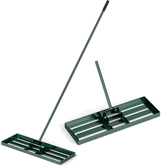 Goplus Lawn Leveling Rake, 30" x 10" Heavy Duty Level Lawn Tool w/ Ergonomic Handle for Soil, Effort-Saving Landscape Rake for Garden, Backyard, Golf Course, Farm, Pasture