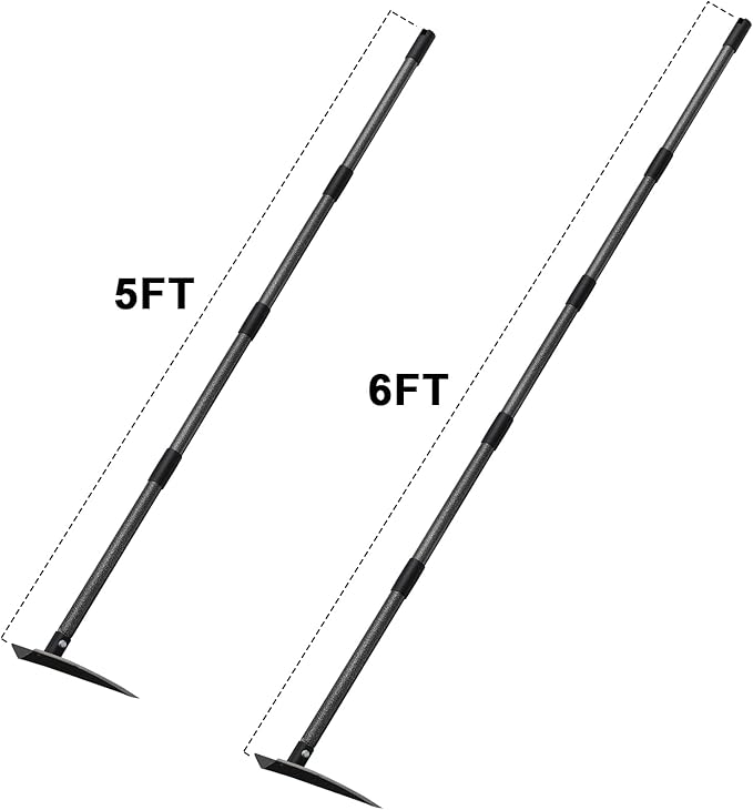 SANDEGOO Hoe Garden Tool,60 Inch Garden Hoe Triangle Gardening Hoe with Sharp Blade for Digging,Weeding,Cutting and Loosing Soil,Adjustable Length Metal Handle(5 FT)