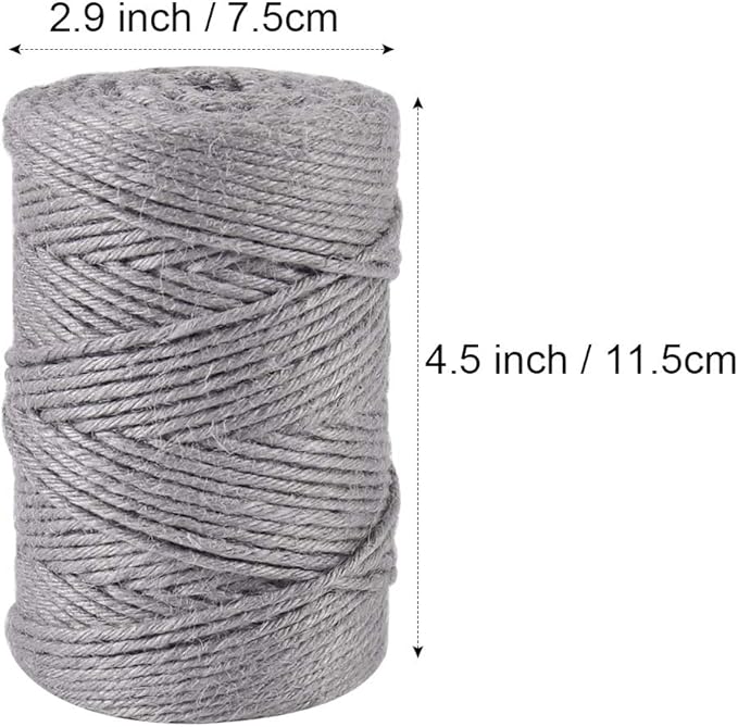 Vivifying 3mm Gray Twine, 328 Feet Strong Jute Rope for Garden, Wrapping, Crafts, Bundling and Decoration