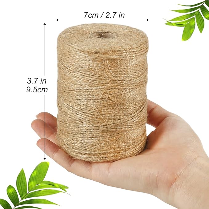 Tenn Well Natural Jute Twine, 984 Feet 2Ply 1mm Thin Brown Twine String for Crafts, Crocheting, Gift Wrapping, Gardening, Farmhouse Decor, Christmas Ornaments