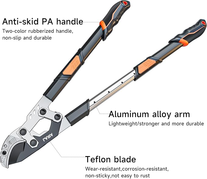AIRAJ 27-37'' Extendable Anvil Loppers,Tree Trimmer Heavy Duty with Compound Action,Branch Cutter with 2” Cutting Capacity,Chops Thick Branches Ease,Garden Lopper for Gardening Pruning Shears