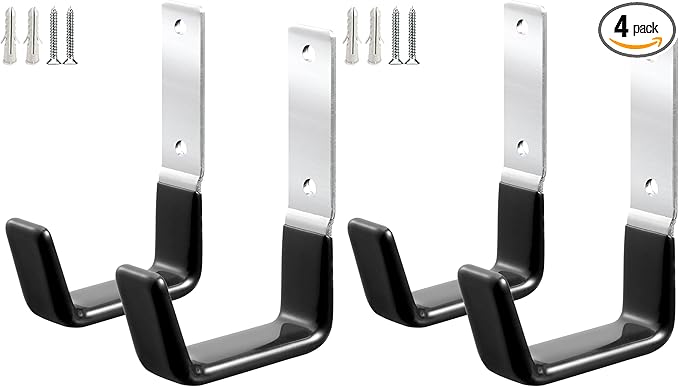 Heavy Duty Steel Garage Hooks,Garage Storage Utility Hooks,Anti-Slip Hanger, Tool Organizer,Steel Wall Mount Organizer, Garden Hose Hanger (Small-2PC) (Pack of 2)