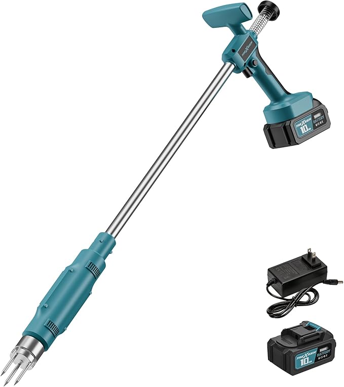 Weed Puller Tool,Electric Stand Up Weed Puller Tool, 21V Battery Powered w/ 1pcs 3000mAh,Heavy Duty 3-Claw Steel Root Weeder,for Dandelion Lawn Garden Yard(Blue)