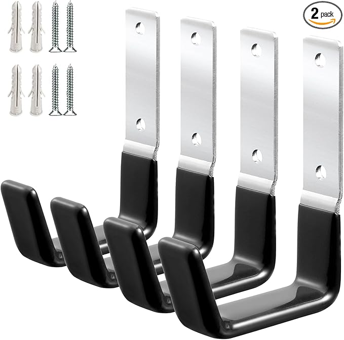 Heavy Duty Steel Garage Hooks,Garage Storage Utility Hooks,Anti-Slip Hanger, Tool Organizer,Steel Wall Mount Organizer, Garden Hose Hanger (Small-4PC)