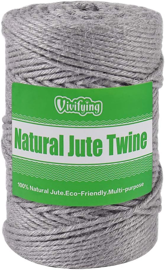 Vivifying 3mm Gray Twine, 328 Feet Strong Jute Rope for Garden, Wrapping, Crafts, Bundling and Decoration