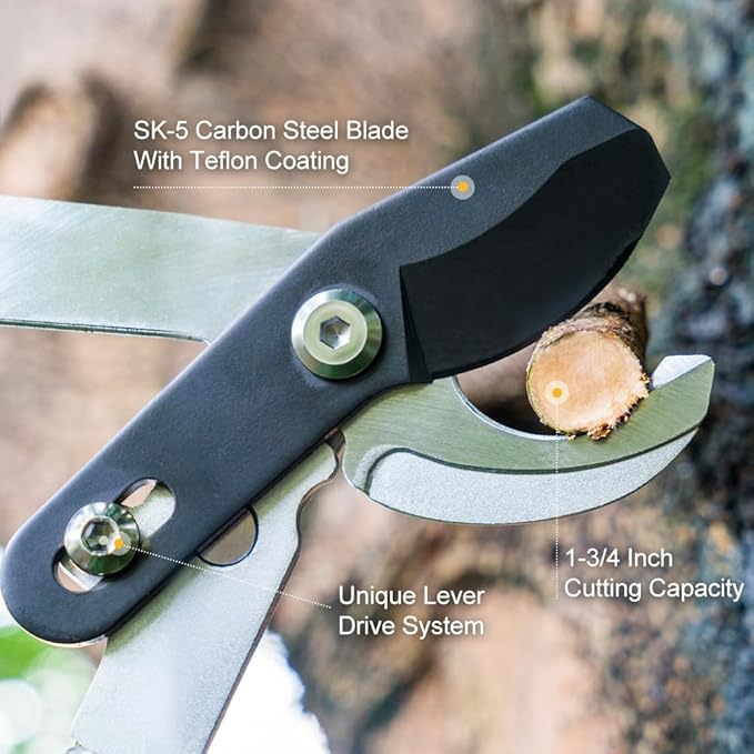 Berry&Bird Loppers and Pruners Heavy Duty, 28 Inch Bypass Loppers with Compound Action, Long Handle Tree Trimmer, Branch Cutter with ⌀ 1-3/4 Inch Cutting Capacity, Hand Loppers with Carbon Steel Blade