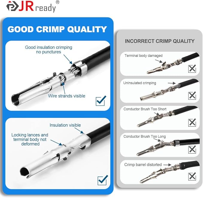 JRready ST6552 .062” Pin Connector Kit 3.68mm Pitch Upgraded Handle Pin Removal Crimping Tool 2pin 3pin 4pin 6pin Molex Wire Connectors Housing 18-24AWG Pins Sockets 1.57mm Diameter