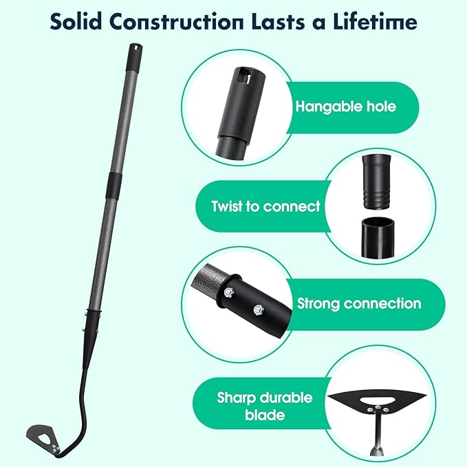 Garden Hoe for Weeding,Heavy Duty Weeding Hoe for Fast Weeds Grass Removal,Loosening Soil Digging Planting Ridging,55 Inch Long Handle,Hardened Hollow Eye Hoe Garden Tools for Garden Flower Beds