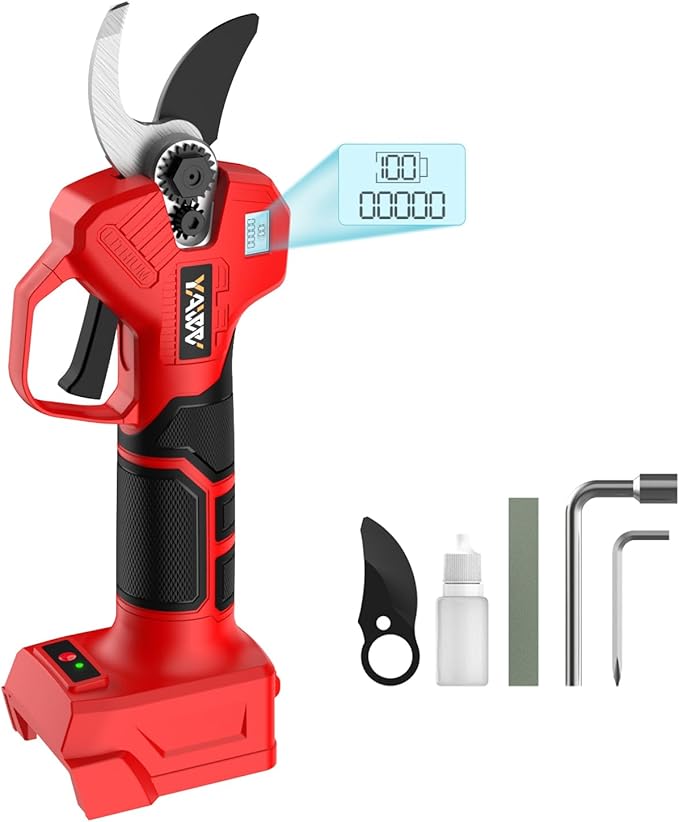 Electric Pruning Shears for Milwaukee M18 Battery, Portable Cordless Pruning Shears with LCD Display&SK5 Blades, Adjustable Cutting Diameter 0.8-1.2 Inch for Gardening Tree Pruning(NO Battery)