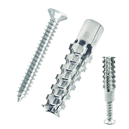 60 Packs Heavy Duty Hollow Wall Anchors with Screws, Loose Hinge and Stripped Hole Repair Kits (8x38mm,Silver)
