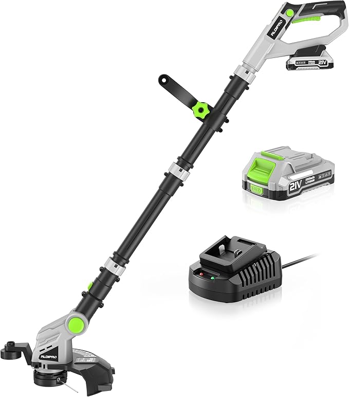 Weed Wacker Cordless 21V 12'' Electric Weed Eater Battery Powered String Trimmer, Auto Line Feed GrassTrimmer Battery and Fast Charger with for Yard, Garden (AD-ST-001)