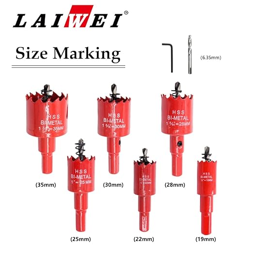 Hole Saw Kit, LAIWEI Hole Saw, Power Drill Tool for Drilling Wood, PVC, Aluminium Profiles, Drywall, 9 Piece Hole Saw Set(19 22 25 28 30 35 mm)