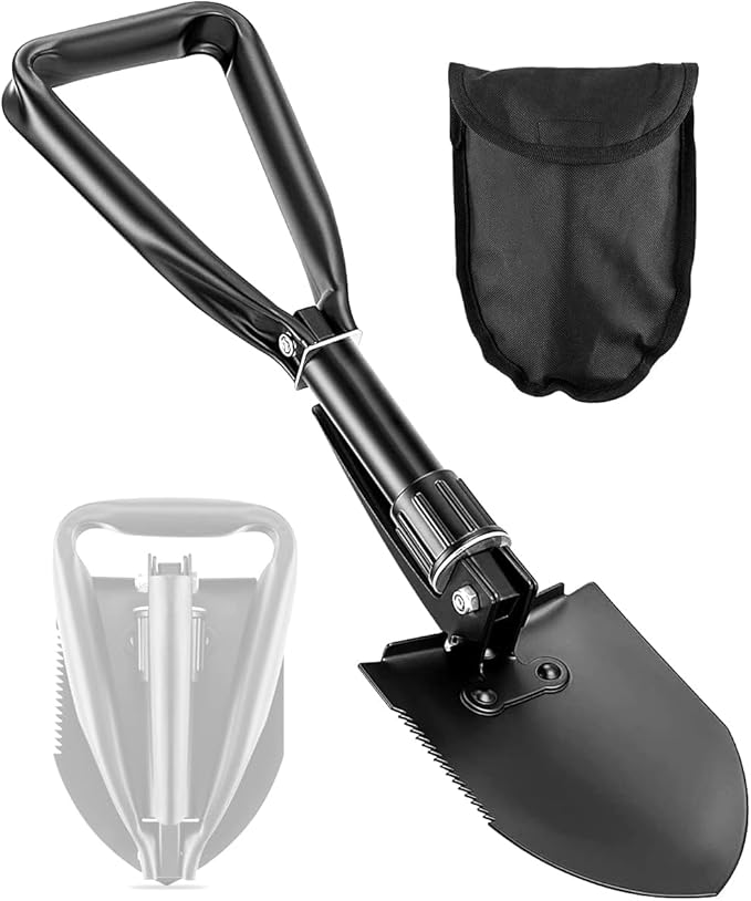 Digging Shovel, 18.5'' Lightweight Camping Shovel Portable High Carbon Steel Folding Mini Trowels for Outdoor Camping Backpacking Hiking Car Emergency Home Garden