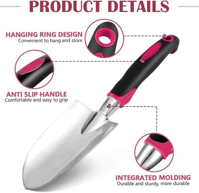 Garden Trowels - NEWGF Heavy-Duty Manganese Steel Super Garden Hand Trowels-Dig, Shovel and Plant -Black/Red