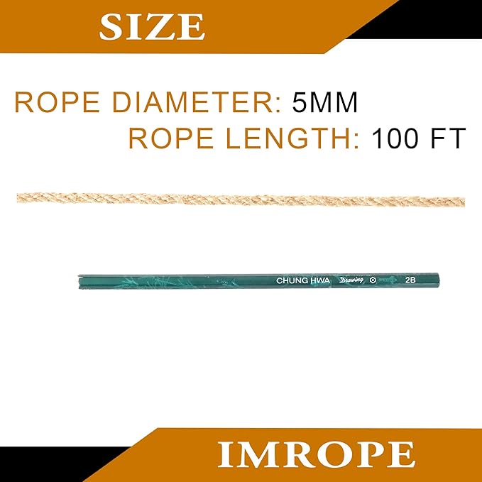 5mm x 100 Feet Natural Jute Rope, Twine for Gardening Tomato Climbing Plant Tie Floristry Crafts Gift Wrapping Packing Decor