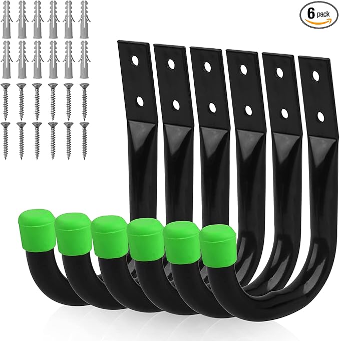 SWANLAKE Heavy Duty Garage Storage Utility Hooks, Utility Hooks for Garage Wall,Color Black (6PCS)